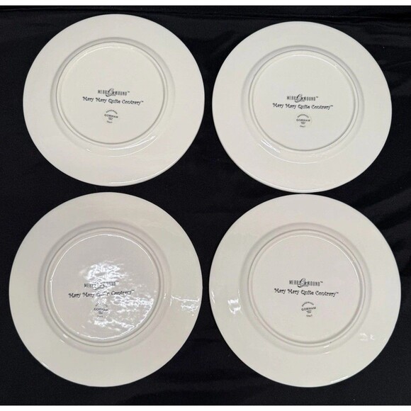 Set of 4 Mary Mary Quite Contrary Gorham 8”Dessert lunch Plates pastel colors - Picture 8 of 8